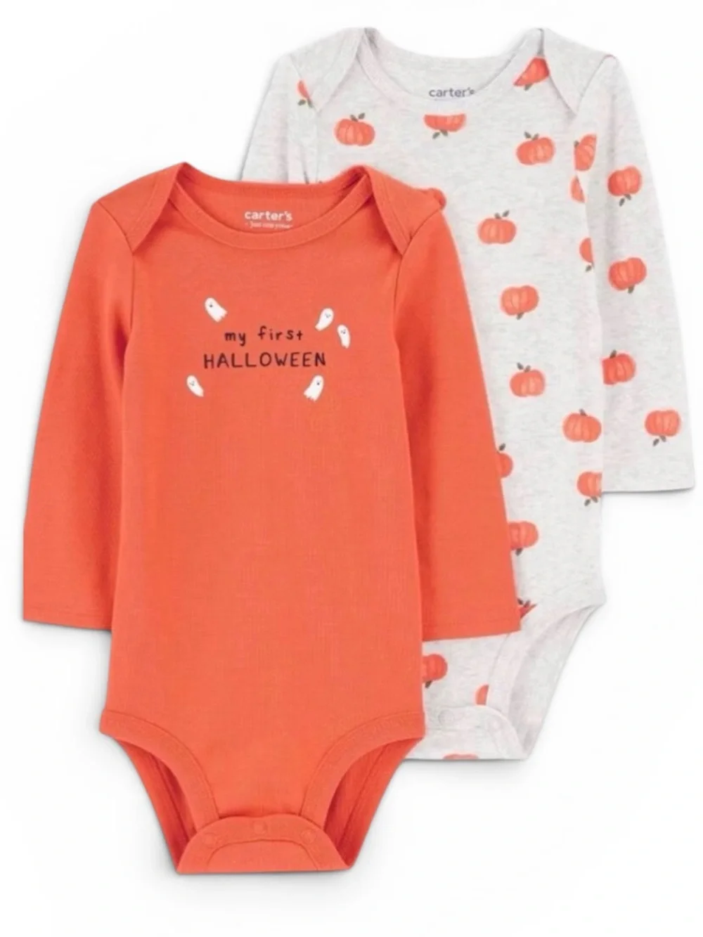 Carter's My First Halloween Orange & Gray Pumpkin Long-Sleeve Baby Onesie 2 Set